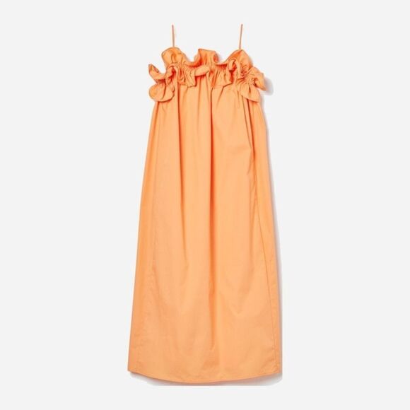 H&M Orange Ruffle Flounce Spaghetti Strap Trapeze Dress Sundress - Picture 3 of 9